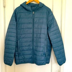 Hooded full zip puffy coat